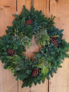 Wreath - Mixed Evergreens w/Cones