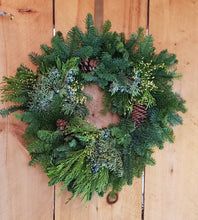 Load image into Gallery viewer, Wreath - Mixed Evergreens w/Cones
