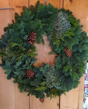 Load image into Gallery viewer, Wreath - Mixed Evergreens w/Cones
